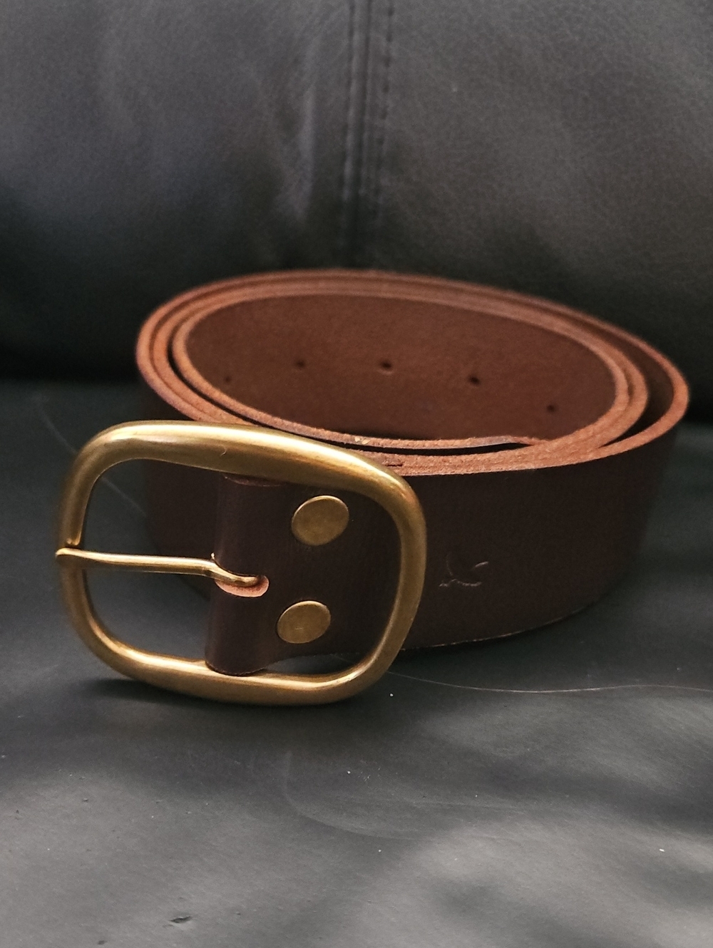 Eddie Bauer 100% Leather Brown Leather Unisex Belt with Brass Buckle L 7 Loop